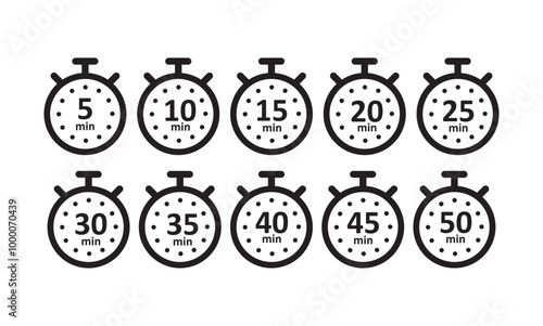 Set of Timers icon. Stopwatch symbol. Cooking time, holding time, baking, delivery and application Timer vector illustration

