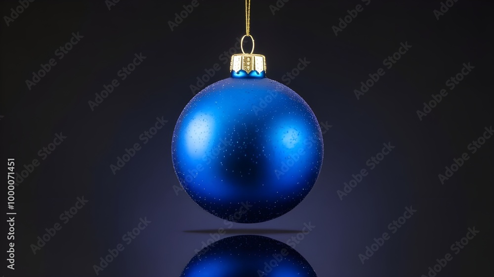Blue Christmas Ornament Hanging Isolated on Black Background Blue Christmas Ornament Hanging Isolated on Black Background