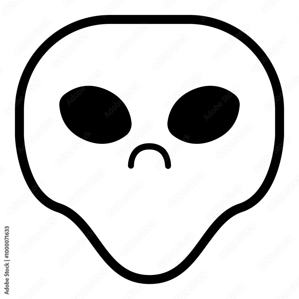 Alien Sad Emoji. Simple Black Emoticon Symbol. Alien Sad Emoji. Simple Black Emoticon Symbol.