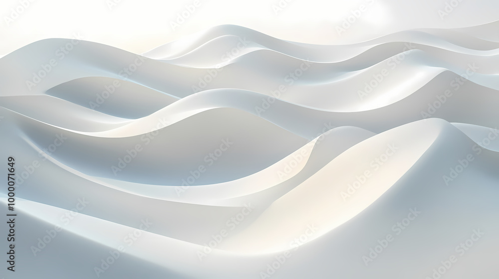 Obraz premium Seemless white abstract rolling dunes , minimalist, tranquil, serene, sand, waves, soft, curves, smooth, texture, background. Rolling Dunes. Illustration