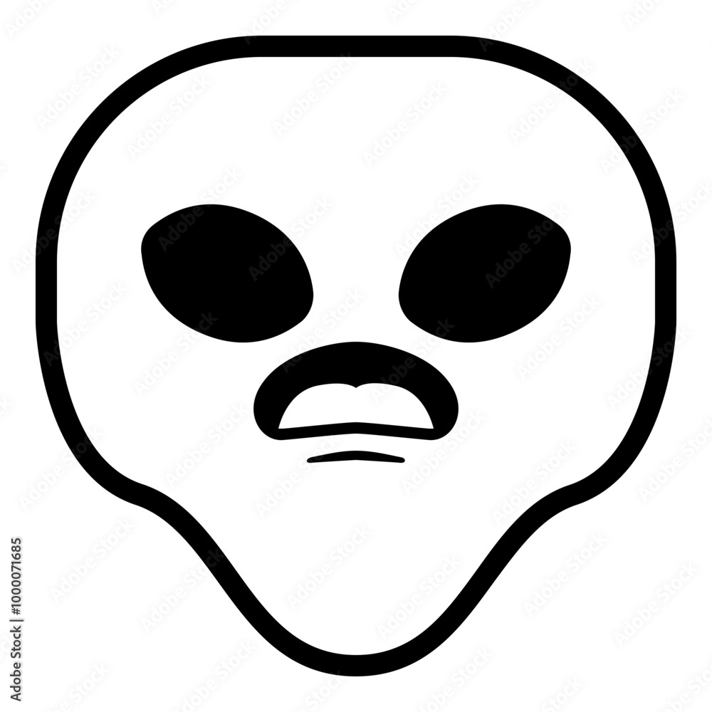 Alien Wonder Emoji. Simple Black Emoticon Symbol. Alien Wonder Emoji. Simple Black Emoticon Symbol.