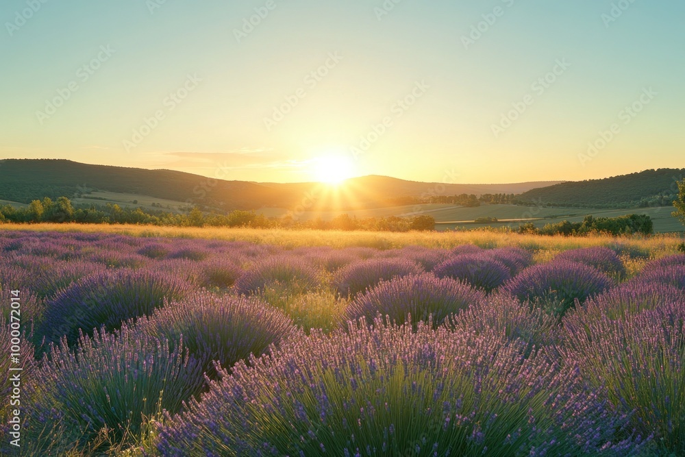 A serene lavender field at sunrise, showcasing vibrant colors and natural beauty. A serene lavender field at sunrise, showcasing vibrant colors and natural beauty.
