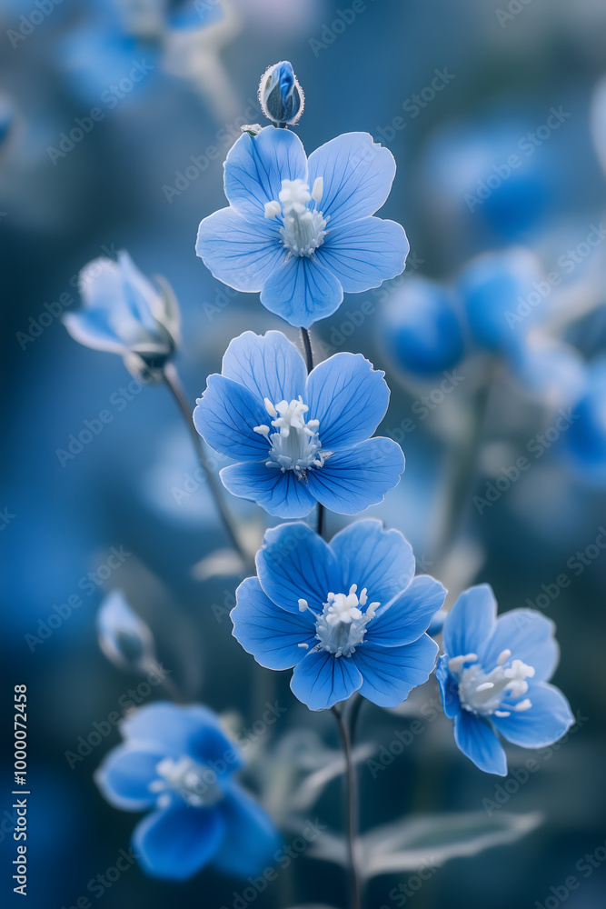 Calm Petals: A Minimalist Approach to Blue Flowers Calm Petals: A Minimalist Approach to Blue Flowers