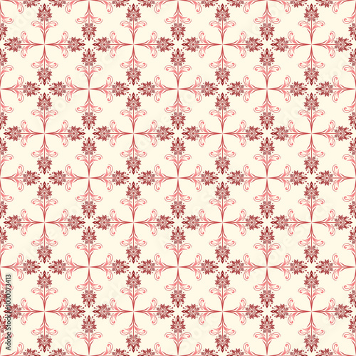 Luxurious seamless damask floral pattern. Vintage botanical ornamental design for wallpaper, fabric, textiles, upholstery and home decor. Features a classic decorative floral pattern.