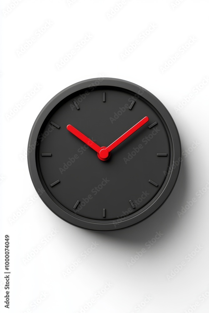 Minimalist Black Wall Clock with Red Hands Minimalist Black Wall Clock with Red Hands