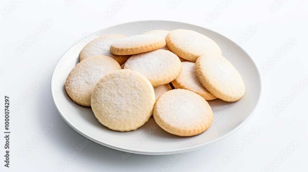 White Cookies on a Plate with Plain Background White Cookies on a Plate with Plain Background