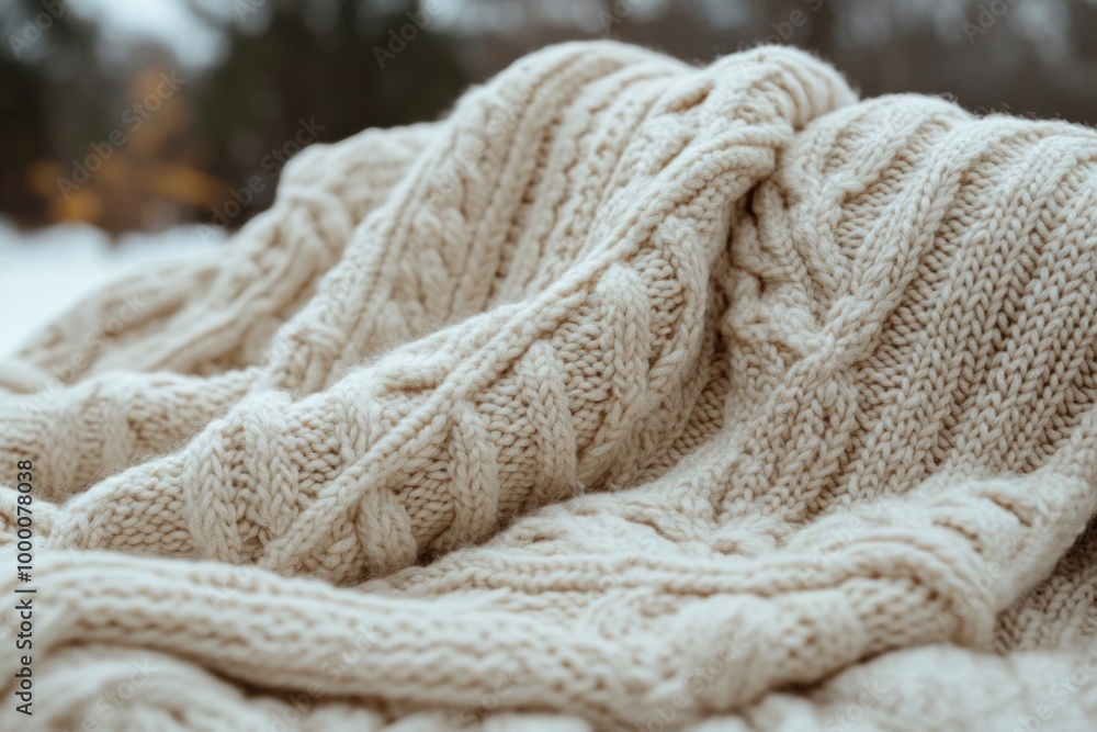Cozy Beige Knitted Blanket Showcasing Intricate Patterns and Luxurious Yarn for Ultimate Comfort Cozy Beige Knitted Blanket Showcasing Intricate Patterns and Luxurious Yarn for Ultimate Comfort