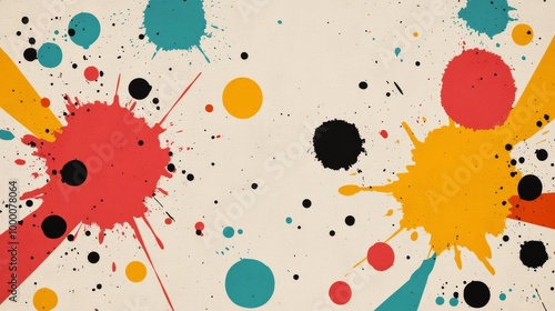 Colorful abstract splashes of paint on a textured background creating a vibra...