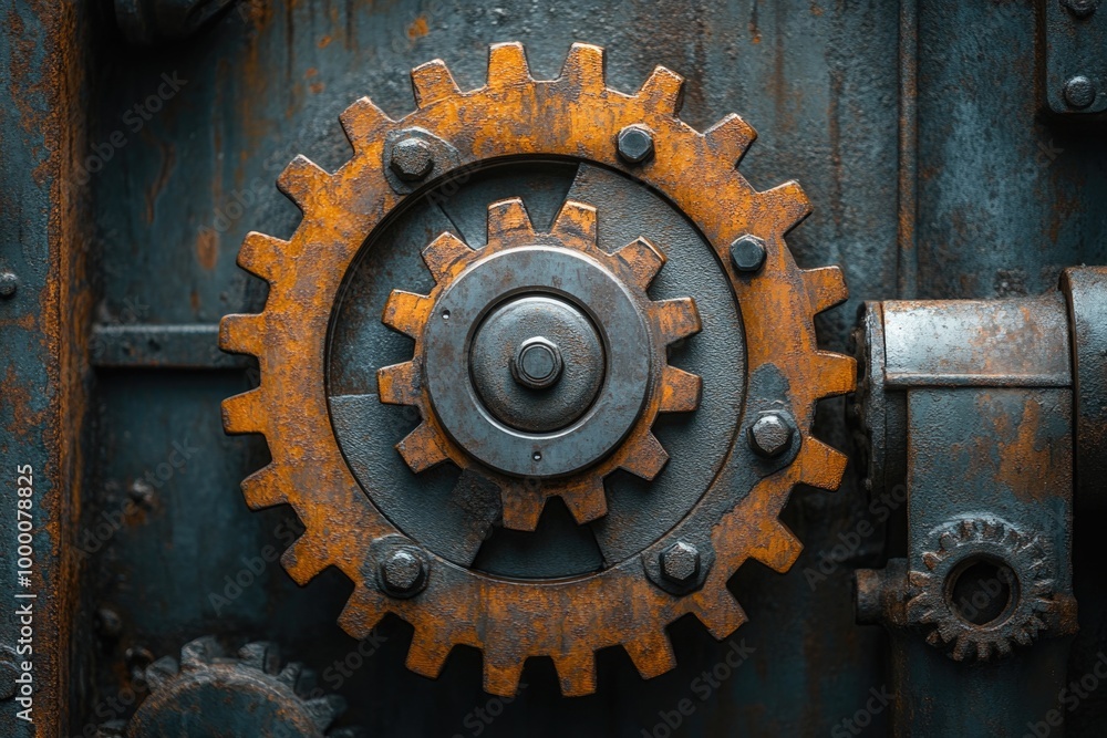 Intricate Details of a Rusty Metal Structure Featuring Gears and Wheels Captured by AI Intricate Details of a Rusty Metal Structure Featuring Gears and Wheels Captured by AI