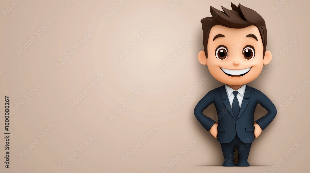 A cartoon man in a suit and tie is smiling A cartoon man in a suit and tie is smiling