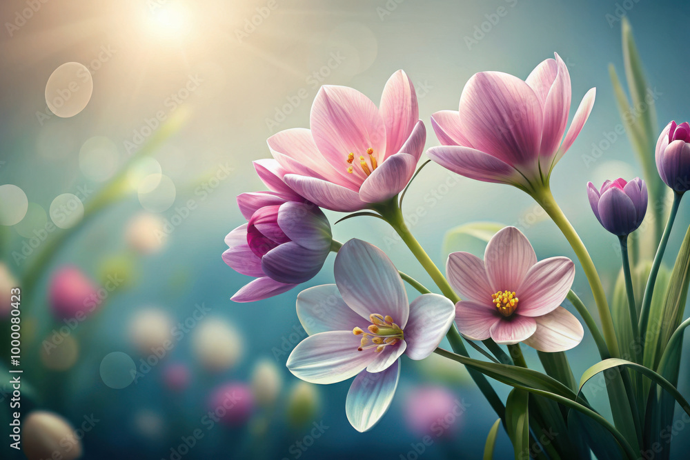 Delicate blossoms basking in golden light during a serene spring afternoon in a vibrant garden filled with colorful flowers. Generative AI Delicate blossoms basking in golden light during a serene spring afternoon in a vibrant garden filled with colorful flowers. Generative AI