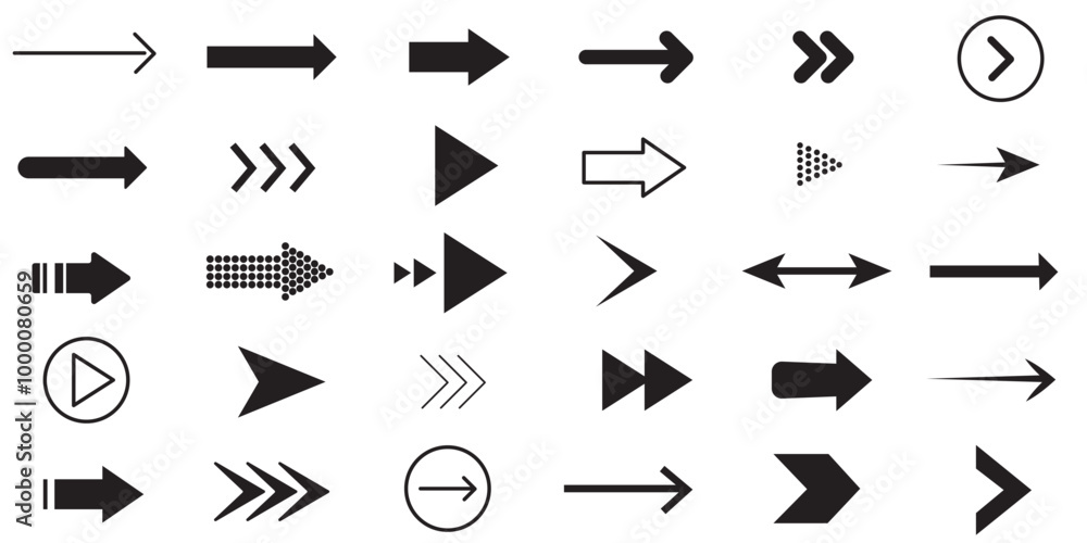 arrow icon set, collection of different arrow sign, black arrow vector, silhouette arrow vector illustration arrow icon set, collection of different arrow sign, black arrow vector, silhouette arrow vector illustration