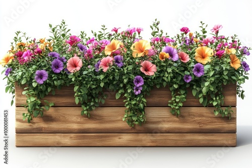 Obraz na płótnie Vibrant Flower Box with Trellis and Blooming Trumpet Vines on Transparent Background w salonie