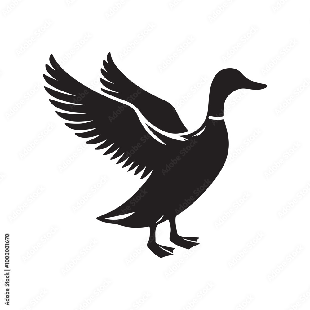 Obraz premium duck silhouette vector illustration on white background