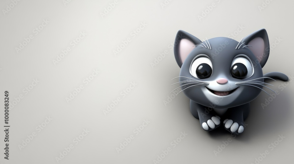 Fototapeta premium A cartoon cat is smiling and looking at the camera