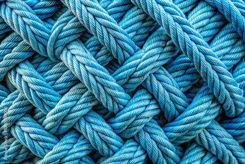 The blue rope is twisted and knotted