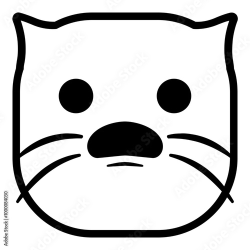 Wondering Cat Emoji. Simple Animal Head Icon.