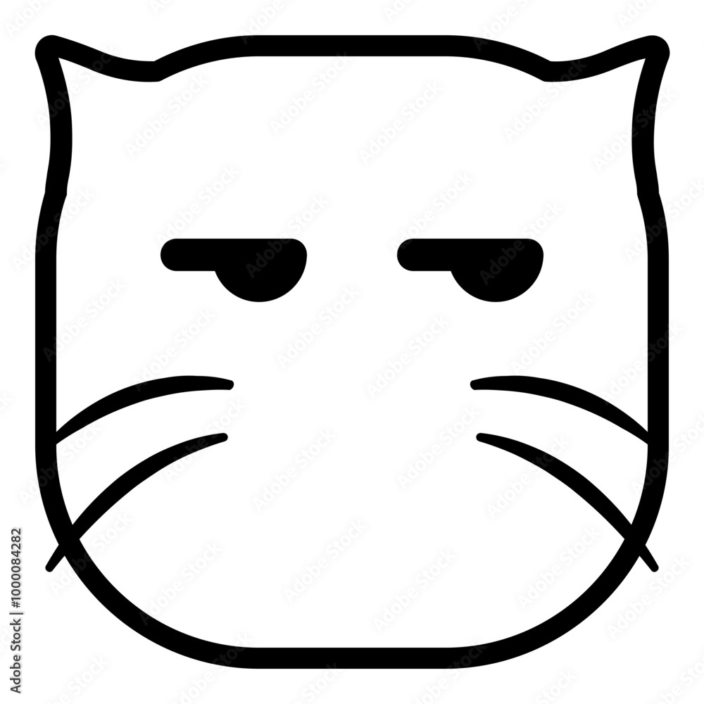 Suspicious Cat Emoji. Simple Animal Head Icon. Suspicious Cat Emoji. Simple Animal Head Icon.