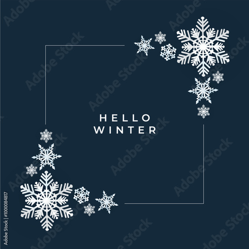 hello winter background. winter landscape for social media post and stories. Christmas background in flat style for banner, poster, mobile app, invitation, ad 