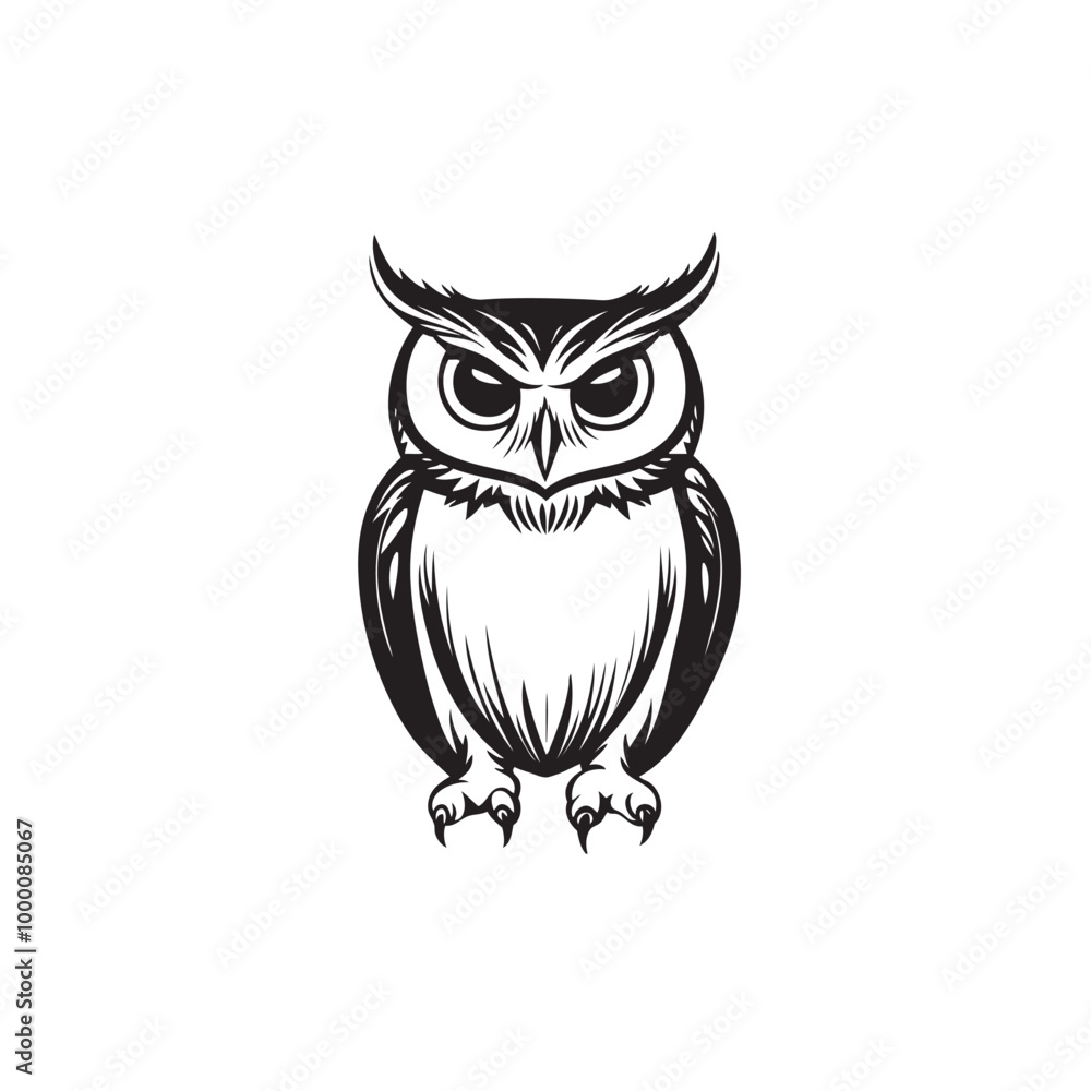 Fototapeta premium Cute owl symbol. Animal cartoon mascot. Owl vector sign. Owl icon. Owl logo design template. Vector illustration