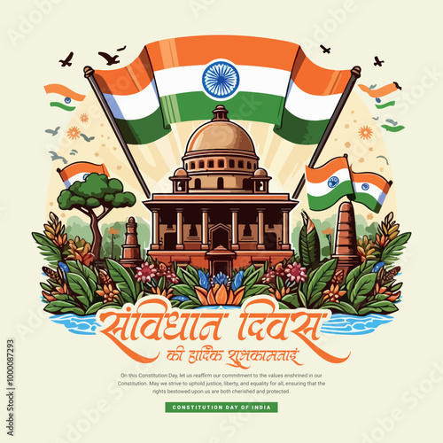 Constitution Day of India and Samvidhan Diwas National Law Day celebration social media post banner photo