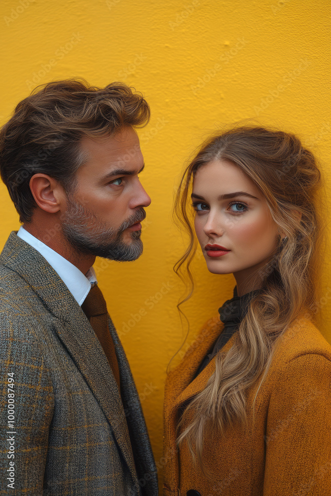 A manager giving feedback to an employee, isolated on a pastel yellow background, highlighting mentorship and growth in the workplace, A manager giving feedback to an employee, isolated on a pastel yellow background, highlighting mentorship and growth in the workplace,