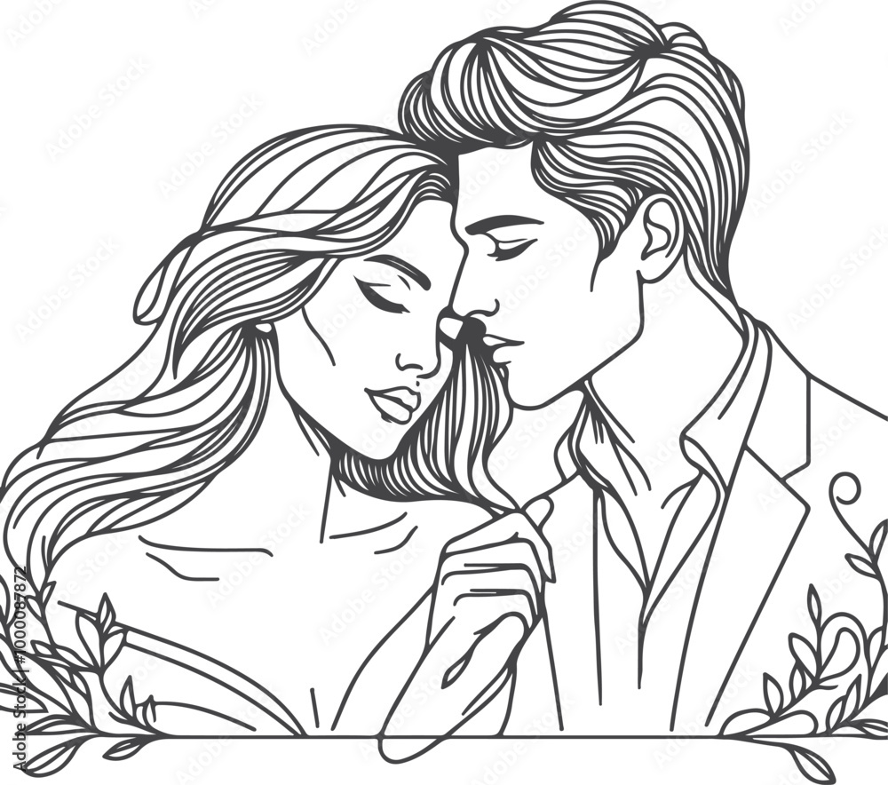 line art wedding husband wife, Mordan, kissing and romantic couple vector design. line art wedding husband wife, Mordan, kissing and romantic couple vector design.