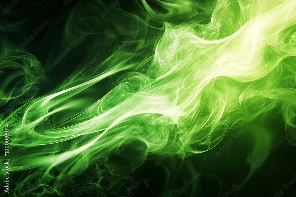 Dynamic green smoke or fog pattern on dark background, creating an abstract and mysterious atmosphere perfect for creative designs. Dynamic green smoke or fog pattern on dark background, creating an abstract and mysterious atmosphere perfect for creative designs.