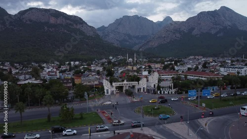 Aerial view of the arch in the resort village of Goynuk in Turkey.  photo