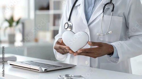 2 Stethoscope placed on a patients chest for heart checkup, heart check, doctorpatient interaction photo