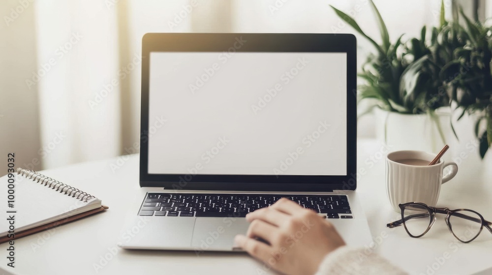 Fototapeta premium The Laptop on a Workspace