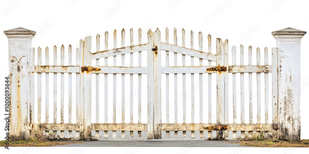 Fototapeta premium Picket Gate isolated Png, transparent without background.