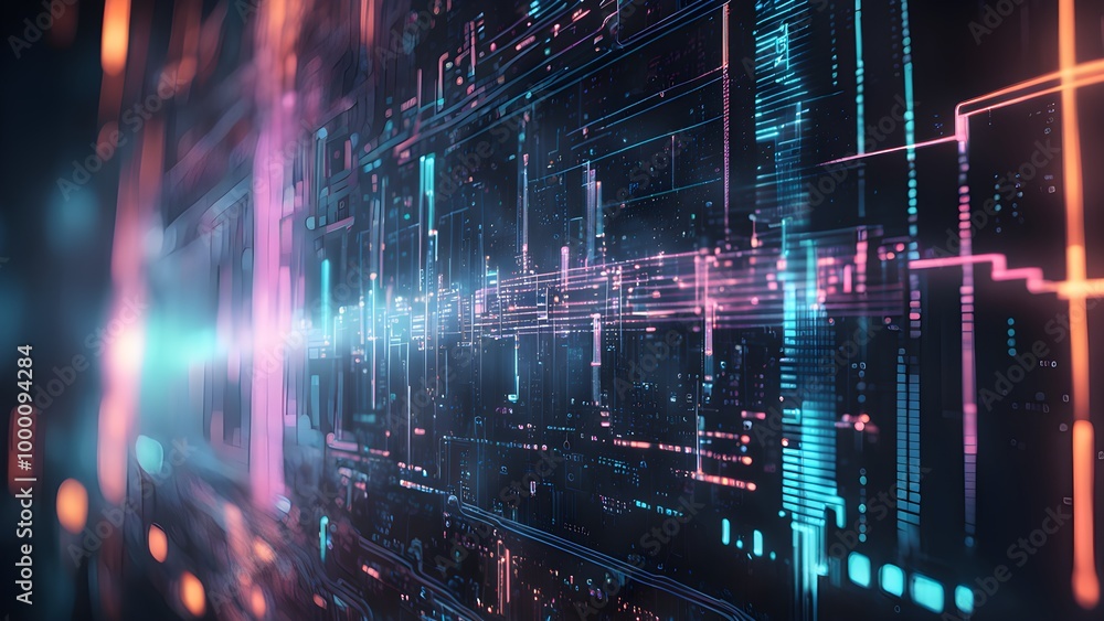 Abstract digital background with glowing lines and data streams. Abstract digital background with glowing lines and data streams.