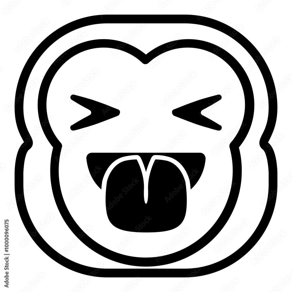 Tongue Squint Monkey Emoji. Simple Ape Smiley Icon.