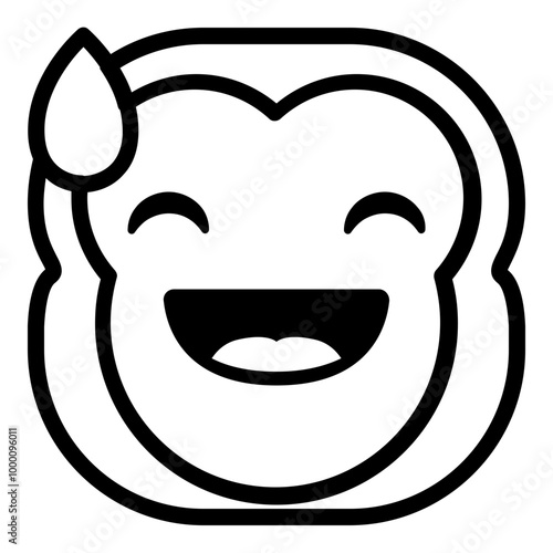 Happy Sweat Monkey Emoji. Simple Ape Smiley Icon.