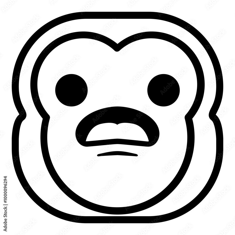 Wondering Monkey Emoji. Simple Ape Smiley Icon. Wondering Monkey Emoji. Simple Ape Smiley Icon.