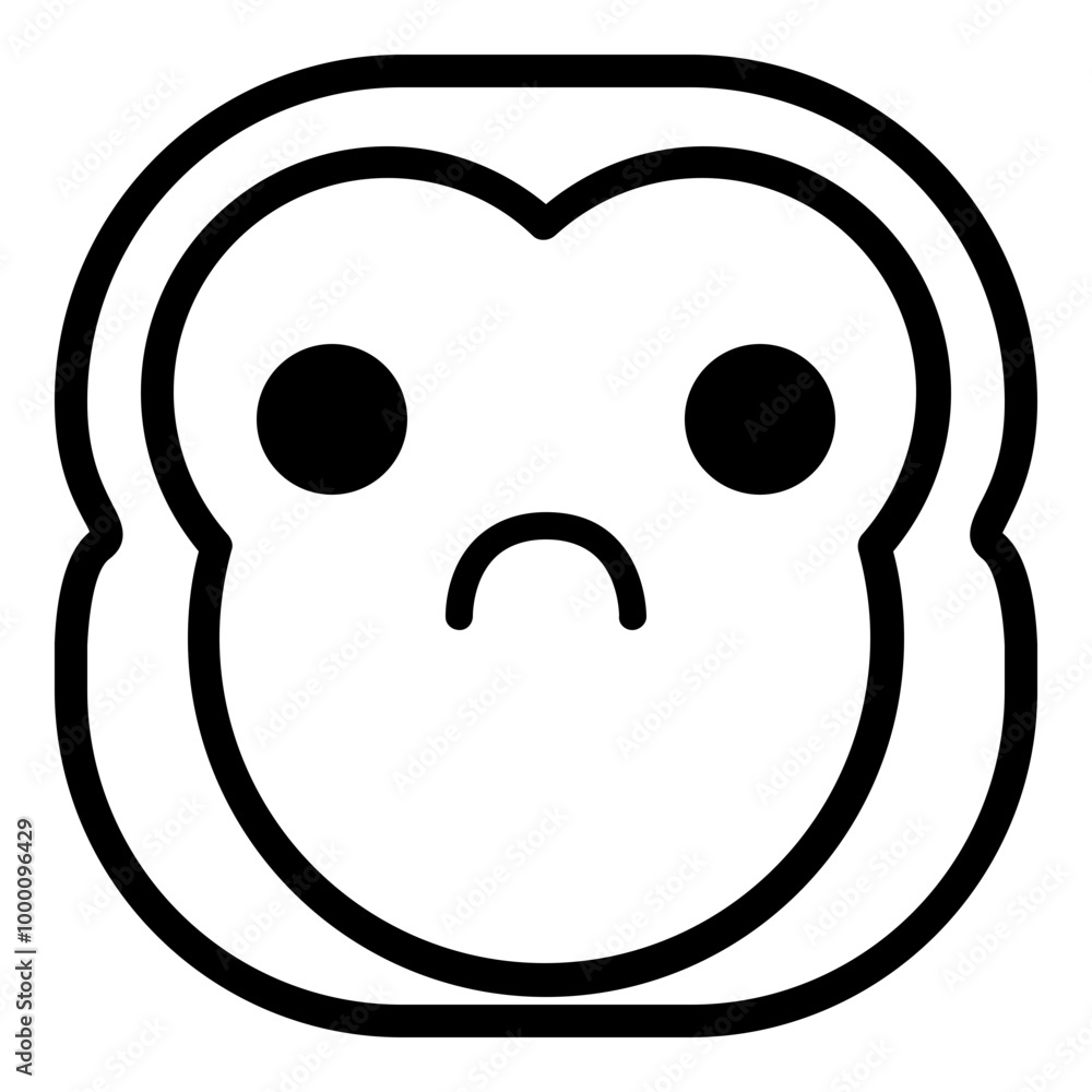 Sad Monkey Emoji. Simple Ape Smiley Icon. Sad Monkey Emoji. Simple Ape Smiley Icon.