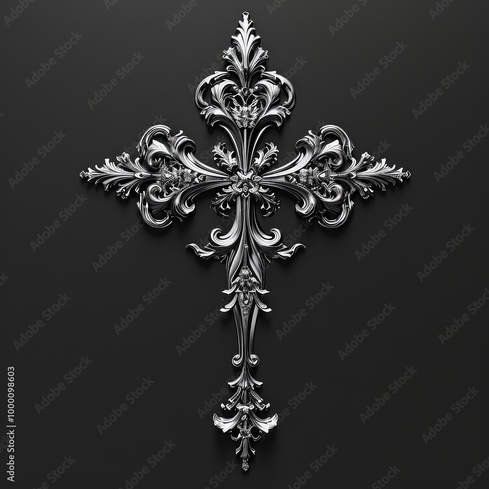 Gothic cross as an ornament. AI generative. Gothic cross as an ornament. AI generative.