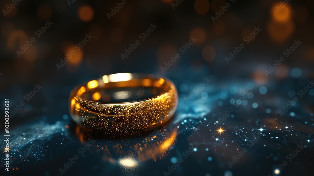 Golden ring in space style. AI generative. Golden ring in space style. AI generative.