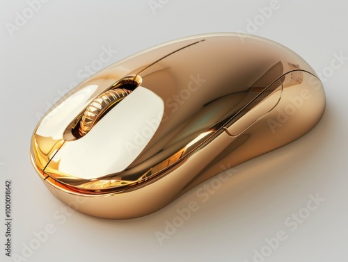 The futuristic luxury gold-plated wireless computer mouse. AI generative.