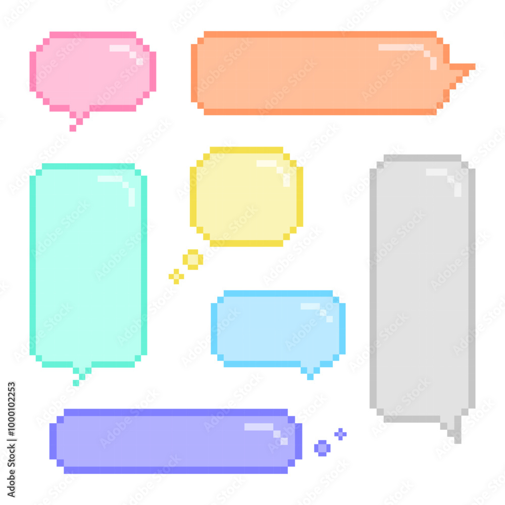 Plastel Speech bubbles pixel art set Stock Vector | Adobe Stock