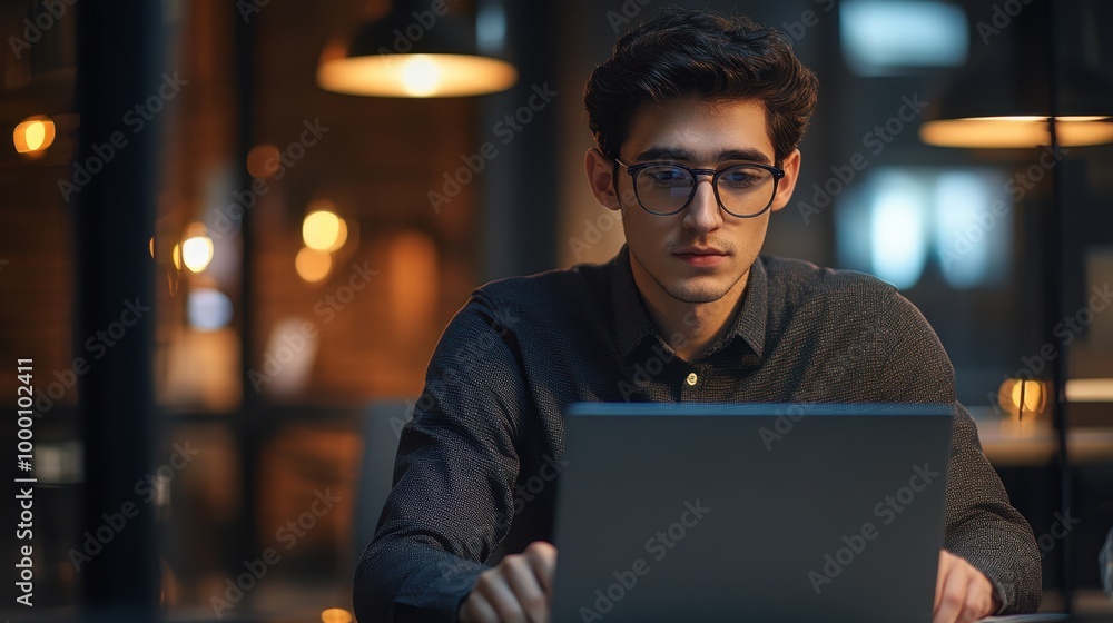 The Young Man Using Laptop The Young Man Using Laptop