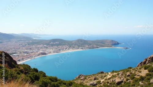  Breathtaking view of a coastal city from above
