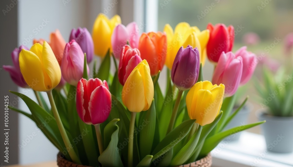 Brighten your day with a bouquet of colorful tulips Brighten your day with a bouquet of colorful tulips