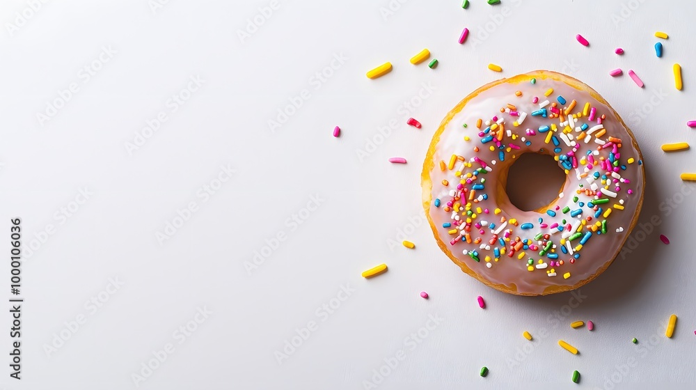Glazed Donut with Sprinkles on White Background. Glazed Donut with Sprinkles on White Background.