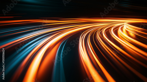 Lighttrails in the dark, Genrative AI photo