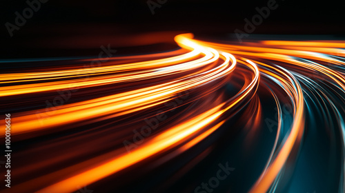 Lighttrails in the dark, Genrative AI photo