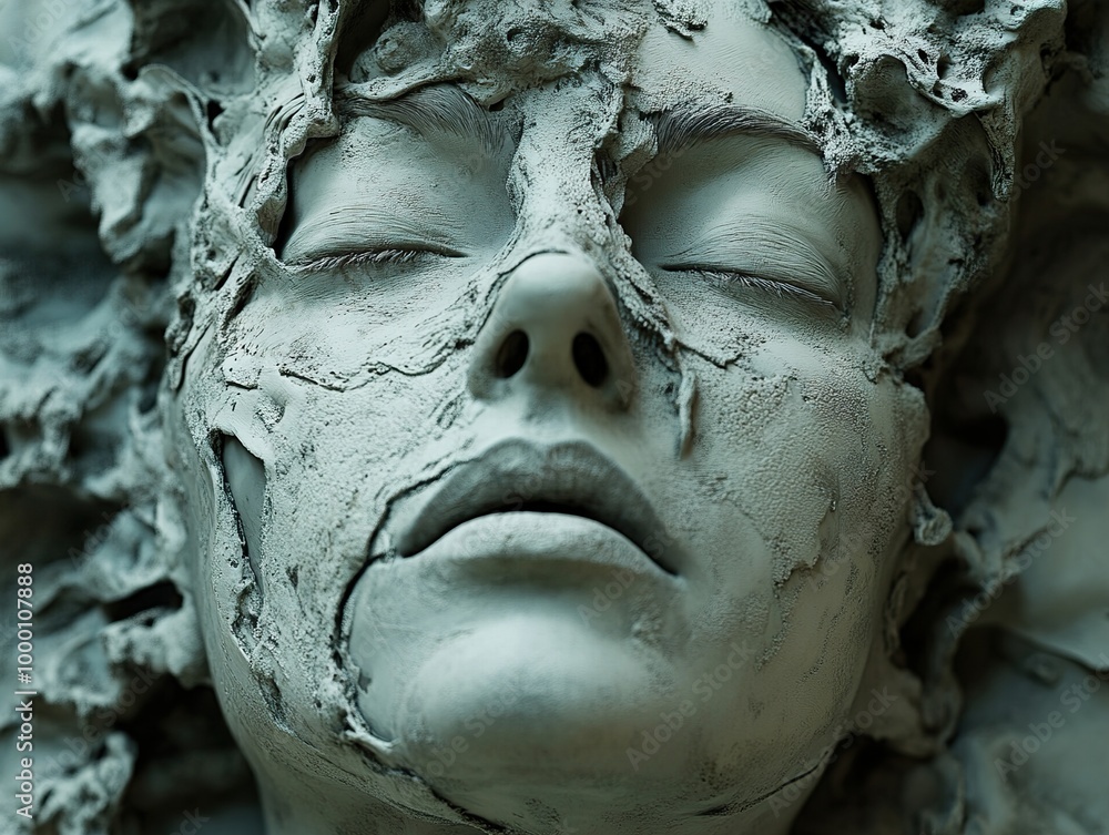 Surreal Stone Face: Abstract Portrait in Digital Art Surreal Stone Face: Abstract Portrait in Digital Art