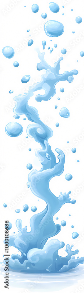 Fotografie A blue water spray with a white background