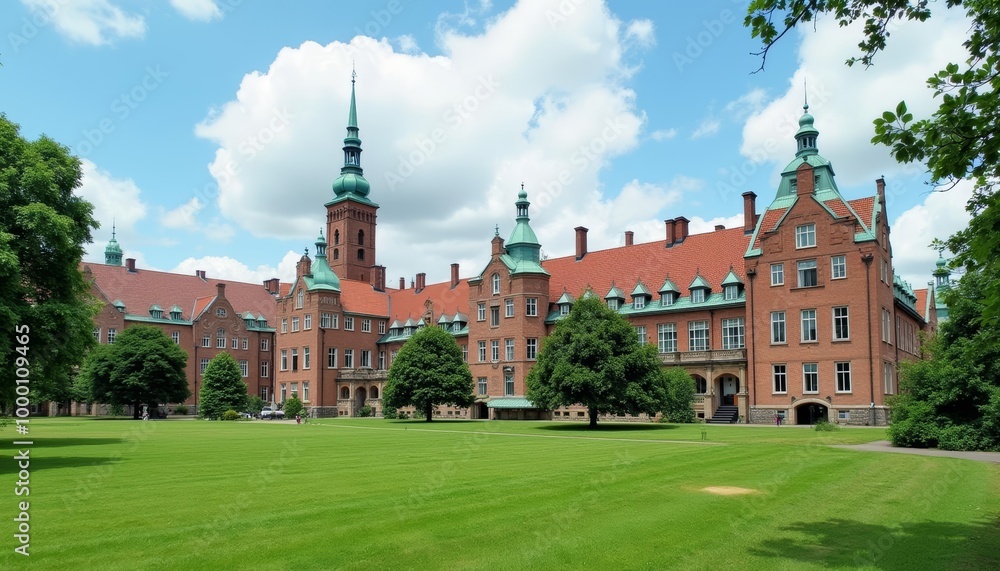Elegant European architecture in a serene setting Elegant European architecture in a serene setting